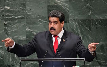 Intervención de Nicolás Maduro ante la Asamblea General de la ONU. (Angela WEISS/AFP)