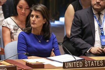 Nikki Haley, en una reunión del Consejo de Seguridad de la ONU. (Dominick REUTER/FOKU)