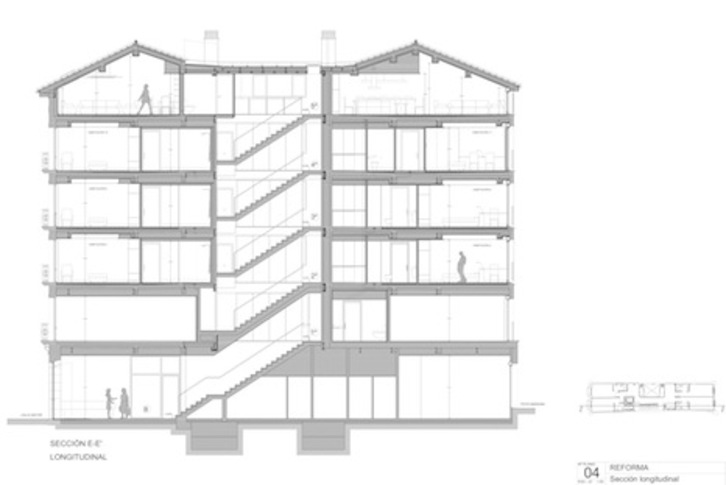 Plano del edificio de la calle Mayor de Iruñea que acogerá el proyecto de coliving. (AYUNTAMIENTO DE IRUÑEA)