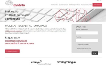 MODELA itzulpen automatikoaren web orria