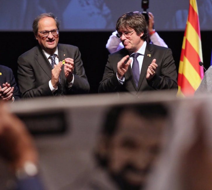Torra, junto a Puigdemont en la presentación del Consell per la República. (@govern)