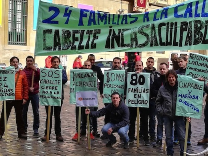 Imagen de una de las movilizaciones de la plantilla de Cabelte Incasa de Egues. (ELA)