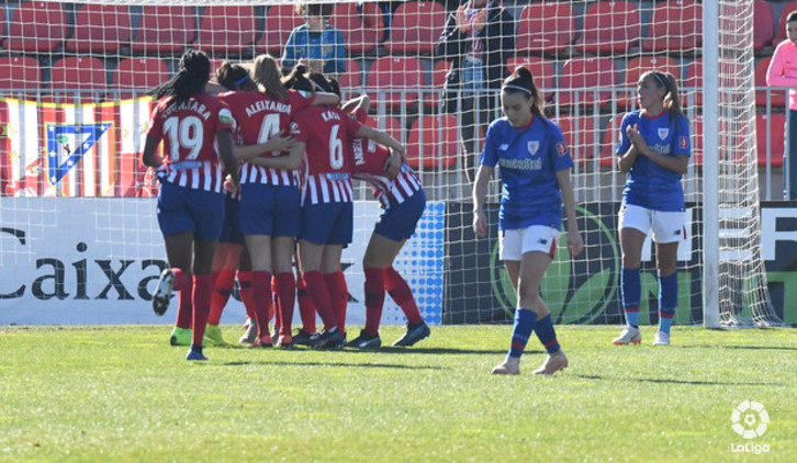 Las jugadoras del Atlético celebran uno de sus goles. (www.atleticodemadrid.com)