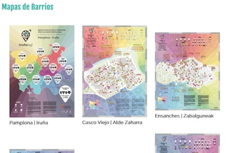 Imagen de la página web con los mapas sobre recursos de Iruñea.