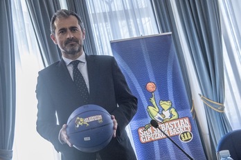 Nacho Núñez, asumiendo su condición de nuevo presidente de Gipuzkoa Basket (Gorka RUBIO / FOKU)