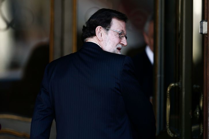 Mariano Rajoy, a su llegada al Supremo. (Benjamin CREMEL | AFP)