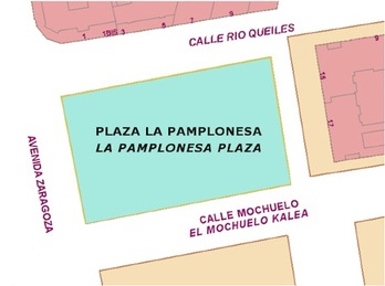 Mapa en el que aparece la plaza dedicada a La Pamplonesa.