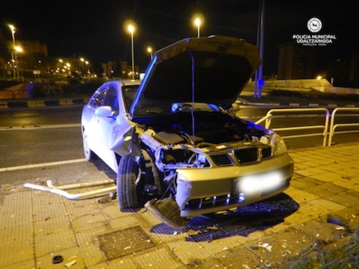 Imagen de uno de los siniestros ocurridos en Iruñea en las últimas horas. (POLICÍA MUNICIPAL DE IRUÑEA)