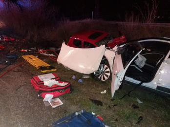 Imagen del accidente facilitada por la Policía Foral. (POLICÍA FORAL)