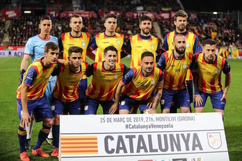 Alineación con la que ha salido Catalunya de inicio (FEDERACIÒ CATALANA).