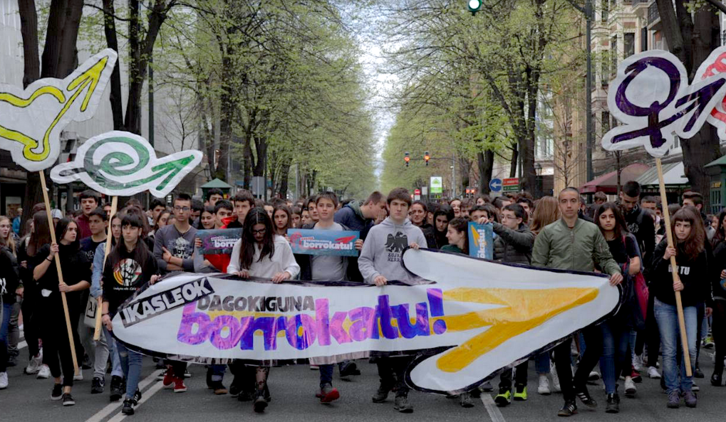 Ikasleok Zorrotzen manifestaldia Bilbon. 