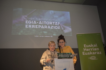 "Egia, aitortza, erreparazioa euskaldunontzat" izeneko ekitaldi bat egin du Euskal Herrian Euskarazek. (Juan Carlos RUIZ / AFP)