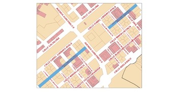 Mapa del barrio iruindarra de Lezkairu en el que aparece señalada la calle dedicada a Camino Oscoz. (AYUNTAMIENTO DE IRUÑEA)