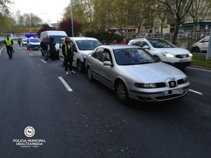 Imagen de uno de los siniestros registrados en Iruñea. (POLICÍA MUNICIPAL DE IRUÑEA)