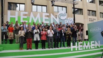 Candidatos jeltzales en el mitin ofrecido hoy en Getxo. (EAJ/PNV)