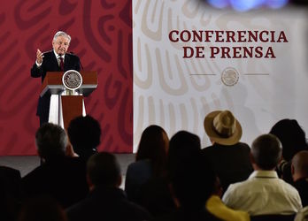 Comparecencia del presidente mexicano, Andrés Manuel López Obrador, el pasado día 8 en Ciudad de México. (STR/AFP)