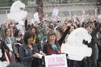 Bilgune Feministak bosgarren Jardunaldi Feministak aurkeztu ditu Durangon. (Juan Carlos RUIZ/FOKU) 