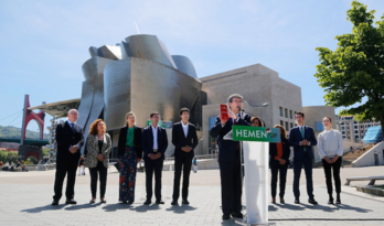 Aburto en el Guggenheim con candidatos jeltzales al Ayuntamiento y Diputación de Bizkaia. (@EAJPNV)