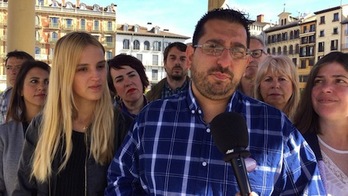 Gaxan Sad, candidato de Podemos en Iruñea, en su acto electoral. (PODEMOS)