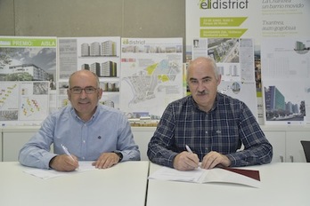 El Ayuntamiento de Iruñea y Nasuvinsa renuevan el convenio para duplicar las rehabilitaciones energéticas en la Txantrea. (AYUNTAMIENTO DE IRUÑEA)