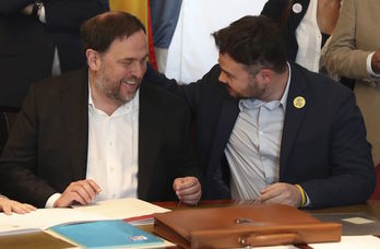 Oriol Junqueras y Gabriel Rufián. (EFE POOL)