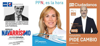 Carteles de UPN, PP y Ciudadanos. 