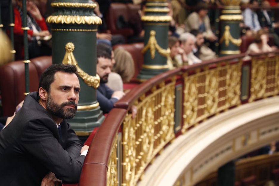 El presidente del Parlament catalán, Roger Torrent, ha estado presente en el Congreso. (POOL EFE) 