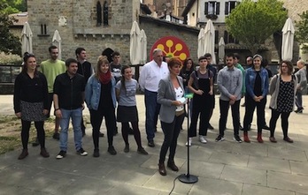 Bakartxo Ruiz interviene en el acto de campaña en Iruñea. (EH BILDU)
