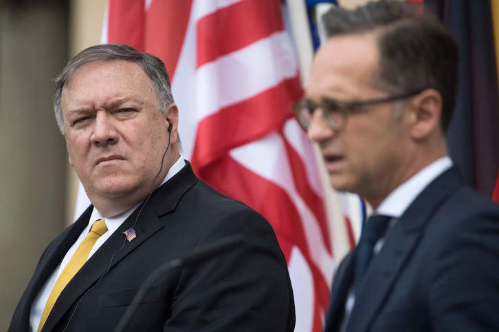 Mike Pompeo, junto al ministro de exteriores alemán, Heiko Maas. (Odd ANDERSEN / AFP)