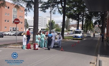 Imagen del atropello ocurrido en la zona hospitalaria de Iruñea. (POLICÍA MUNICIPAL DE IRUÑEA)