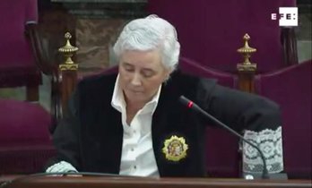 La fiscal, en el inicio de la vista por los recursos del caso de La Manada. (NAIZ)