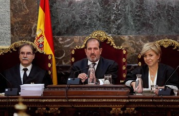 El tribunal que ha visto hoy los recursos a la sentencia de 'La Manada'. (Chema MOYA/AFP)