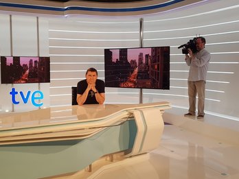 Arnaldo Otegi en el plató de RTVE en Bilbo. (@ArnaldoOtegi)