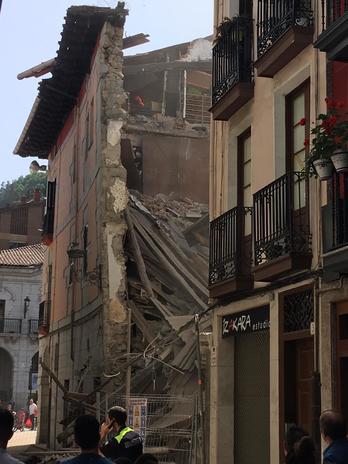 Edificio derrumbado en Elgoibar.