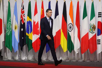 Pedro Sánchez en la cumbre del G20. (Ludovic MARIN / AFP)