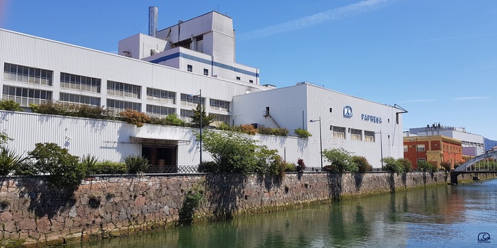 La papelera ubicada junto al río Oiartzun. (PAPRESA S.A.)