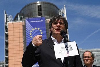 Carles Puigdemont en un acto en Bruselas, en mayo pasado. (Emmanuel DUNAND | AFP)