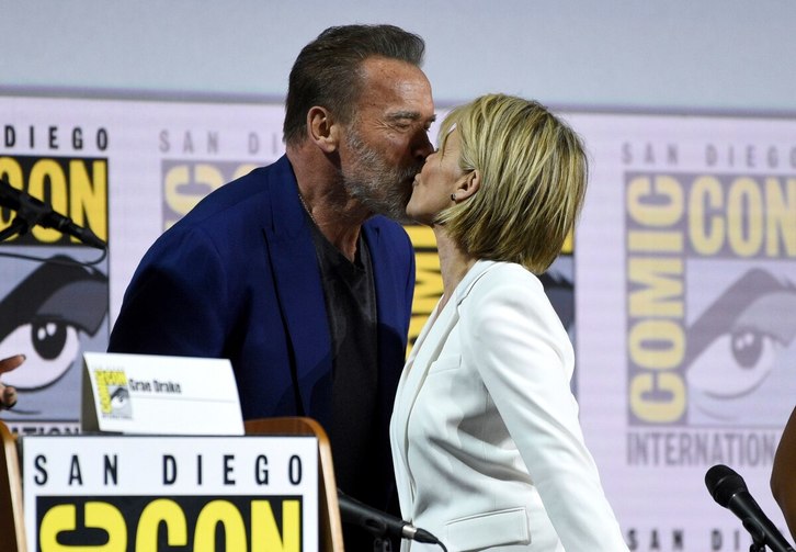 Arnold Schwarzenegger y Linda Hamilton presentaron ‘Terminator: Dark Fate’. (COMIC-CON)