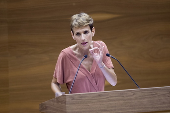 Marñia Chivite, durante una de sus intervenciones de hoy. (Iñigo URIZ / FOKU)