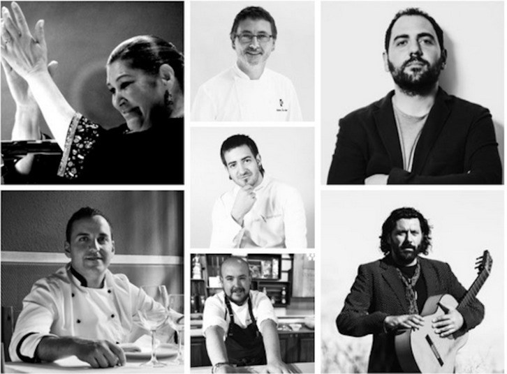 Chefs que participarán en la iniciativa, junto a Amparo Niño. (NAIZ)