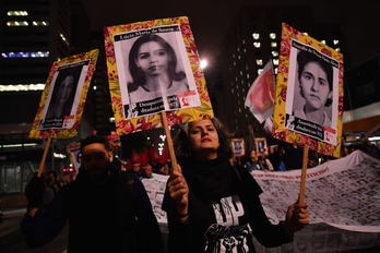 Manifestación realizada en contra de la dictadura el pasado día 5 en Sao Paulo bajo el lema «Nunca más». (Nelson ALMEIDA/AFP)