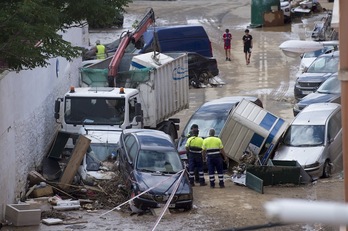 Destrozos en Tafalla, captados el día después de la riada del 8 de julio. (Iñigo URIZ | FOKU)