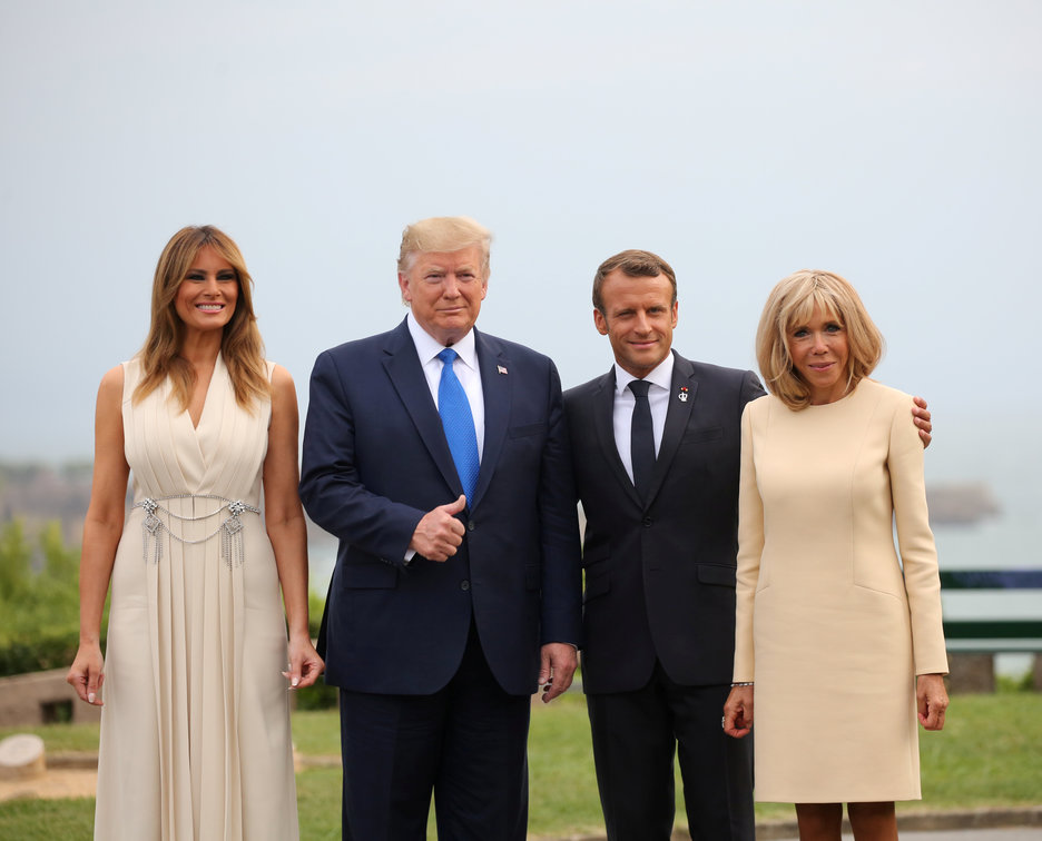 Melania et Donald Trump aux côtés d’Emmanuel et Brigitte Macron. © Jean-Daniel CHOPIN/MEDIABASK
