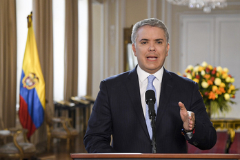 Iván Duque, durante su alocución al país. (AFP PHOTO)