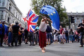 Manifestación contra Boris Johnson en Londres. (Niklas HALLE'N/AFP)