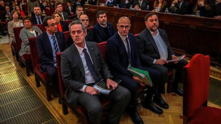 Los dirigentes independentistas, en el banquillo del Supremo. (POOL EFE)