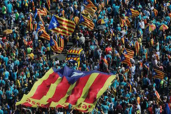 Imagen aérea de la manifestación de la Diada, convocada por la ANC. (Pau BARRENA/AFP)