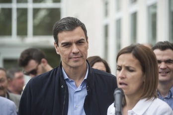 Pedro Sánchez y María Chivite, en un acto en Iruñea. (Jagoba MANTEROLA | FOKU)