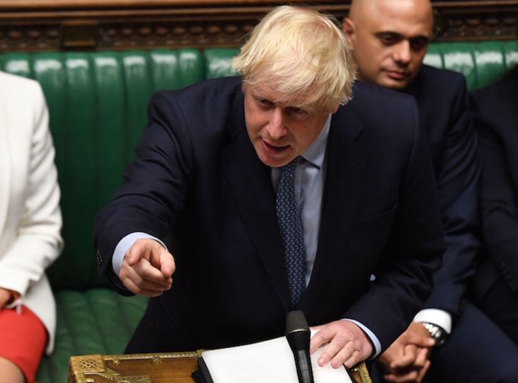 El primer ministro británico, Boris Johnson, en el Parlamento. (Jessica TAYLOR/AFP)