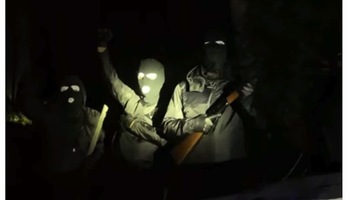 Imagen obtenida del vídeo de la rueda de prensa clandestina. (Corse-Matin)